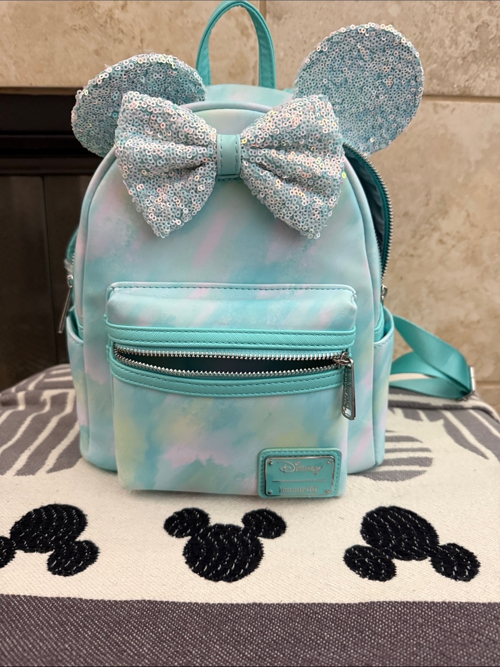 Disney Aqua Tie-Dye Sequin Ear Mini Backpack